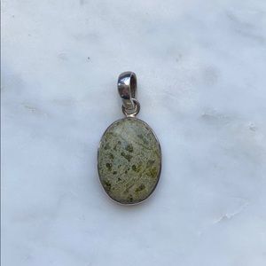 Sterling Silver .925 Pendant Healing Green Stone